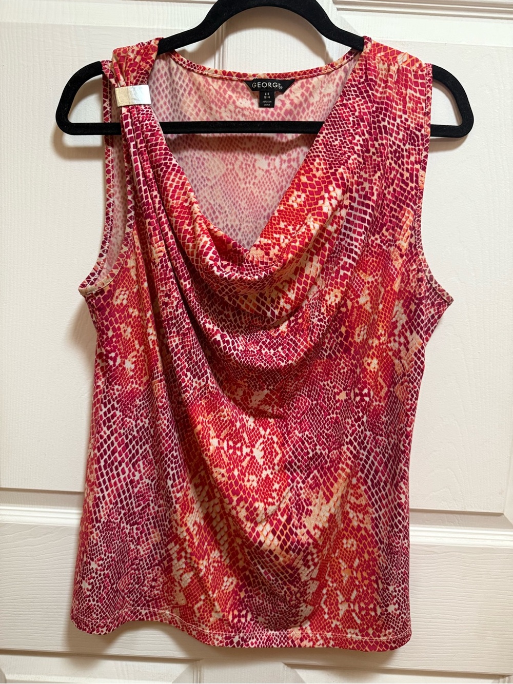 George Red and Cream Cowl Neck Tank Top